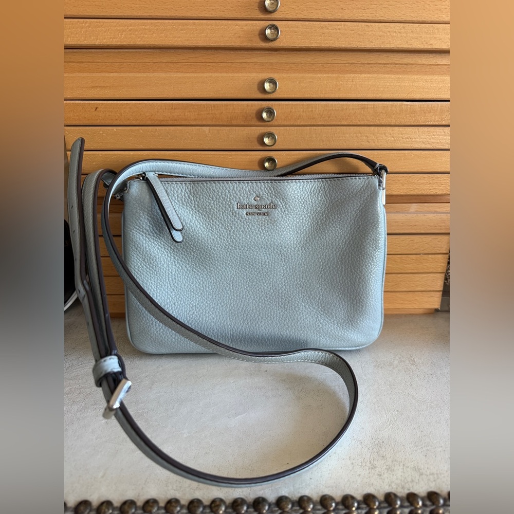 Kate Spade Light Blue Pebbled Leather Crossbody Bag